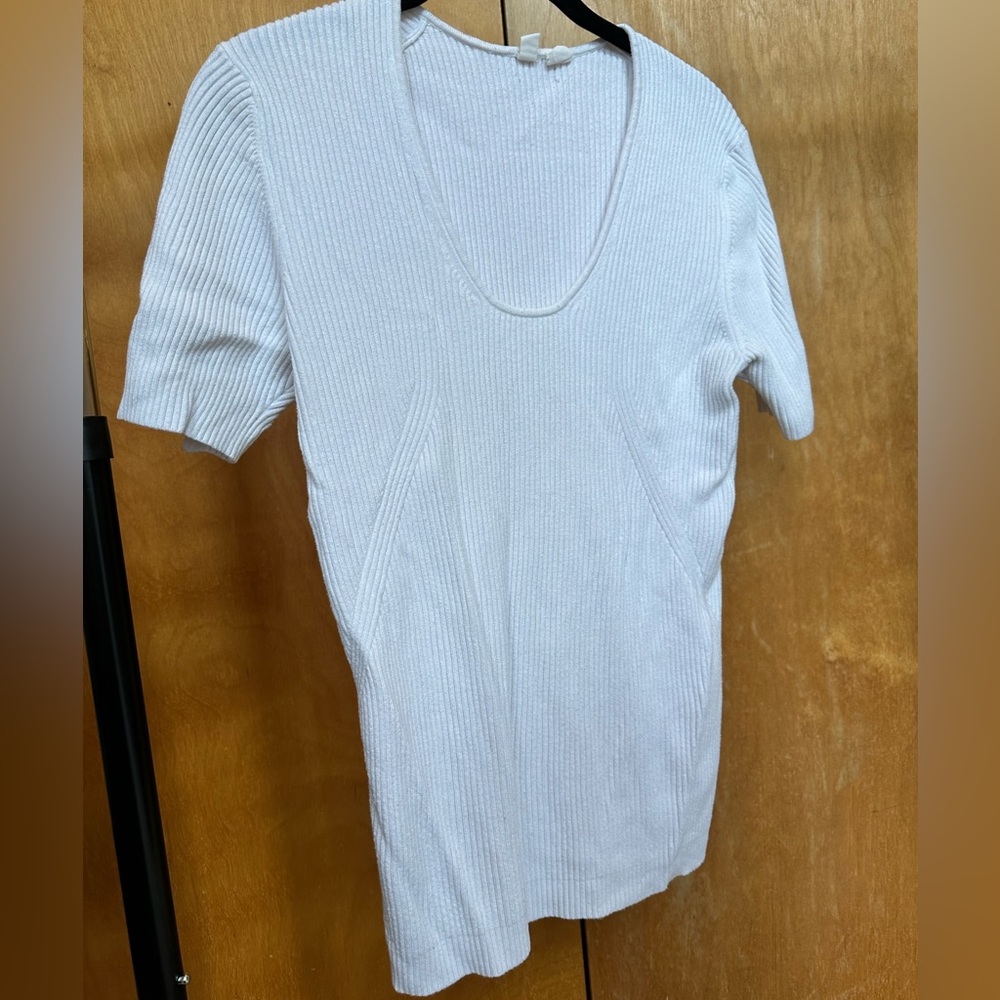 MOTH White Ribbed Rayon Sweater